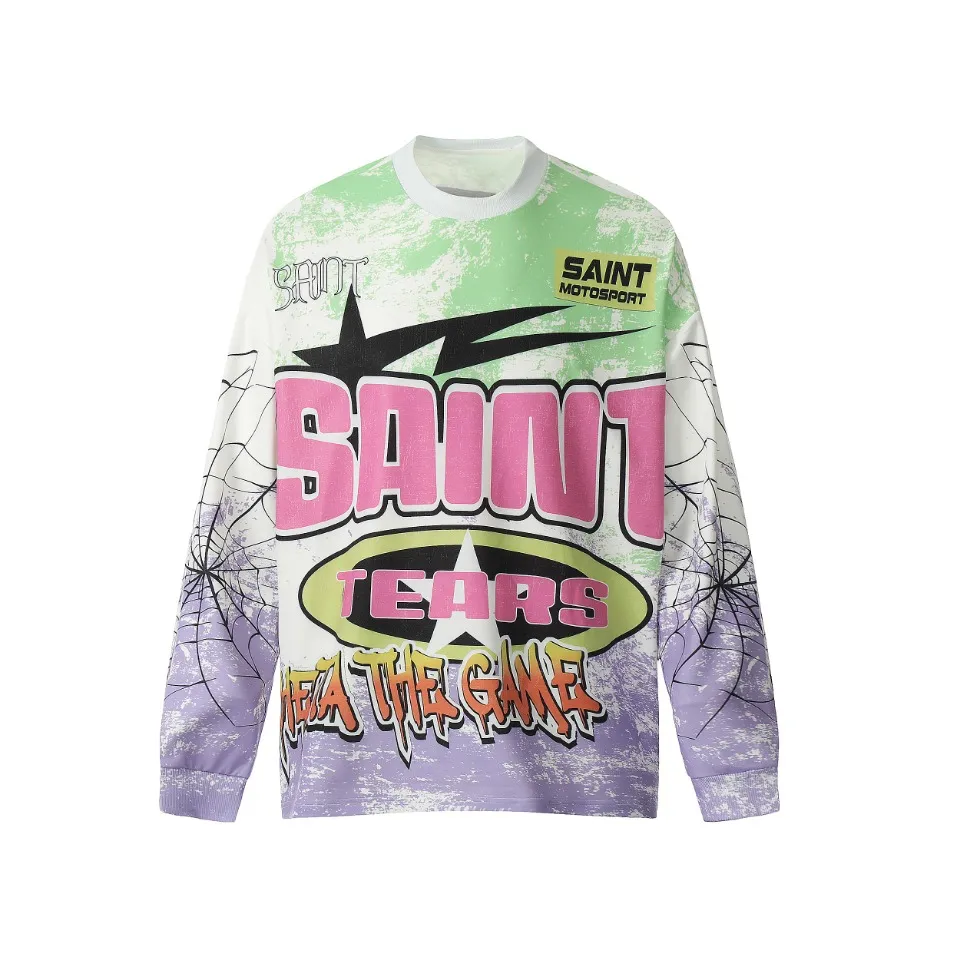 Saint michael tears all-over printed long-sleeved vintage autumn and winter T-shirt Style number: 109 Size: M L XL Wholesale price: 136 Color: Picture color